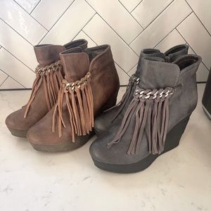 2 pairs 1 price!! BUNDLE!! Fringe wedge booties!